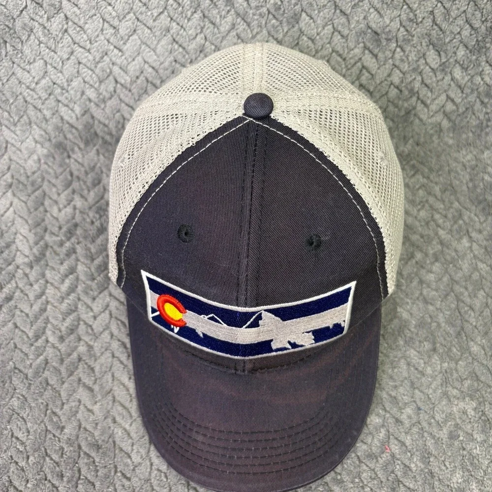 Uluru Colorado State Flag Mountain Patch Trucker Hat Navy Grey Snapback